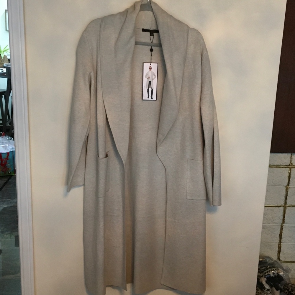 Elegant Gray Women's Sweater Coat - Picture 1 of 6